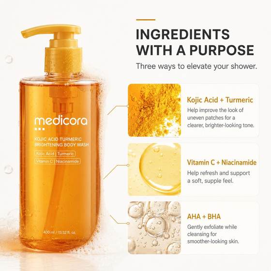 Key ingredients: kojic acid and turmeric, vitamin C and niacinamide, AHA and BHA